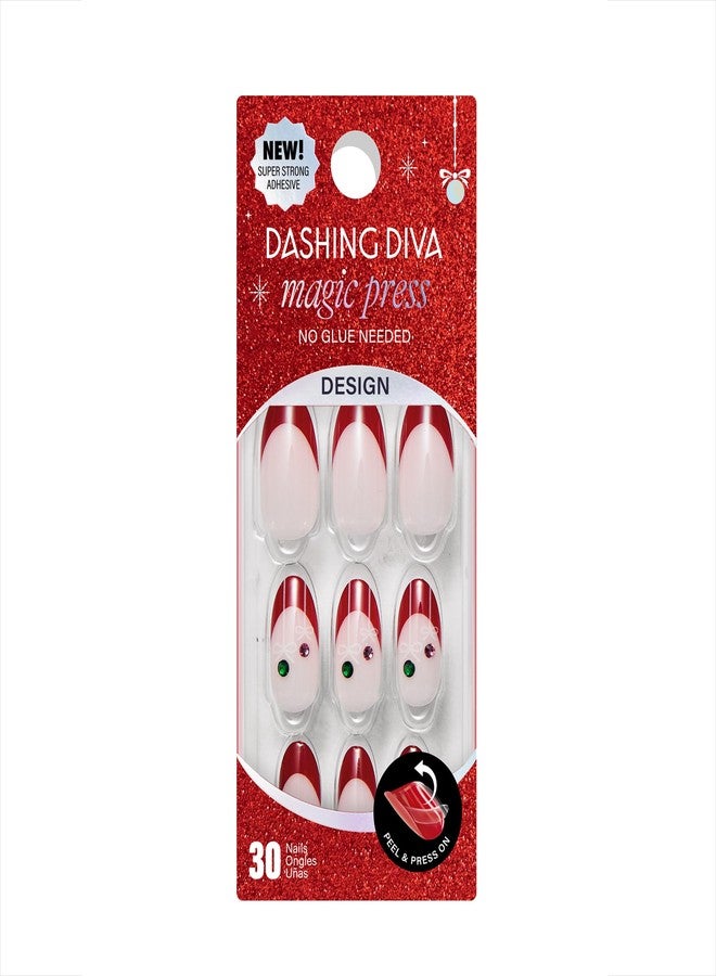 Dashing Diva Magic Press Nail Set - Having A Ball - Long Almond Press Ons - Long Lasting Gel - Lasts Up to 10 Days - Holiday Gel Set - 4-Piece Manicure Kit with 30 Nails - Image 1